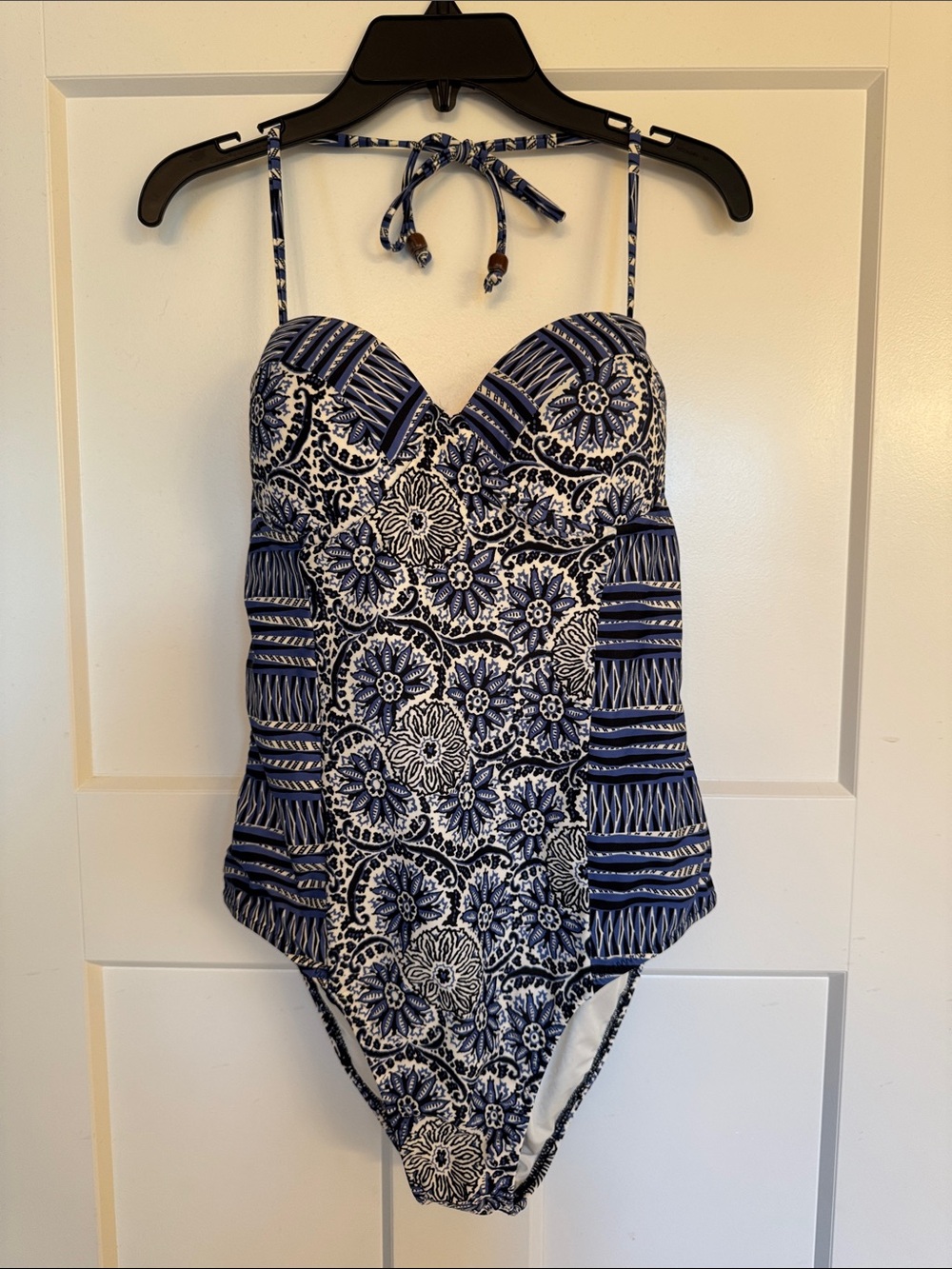 Volcom Blue & White Floral Sweetheart One-Piece Swimsuit